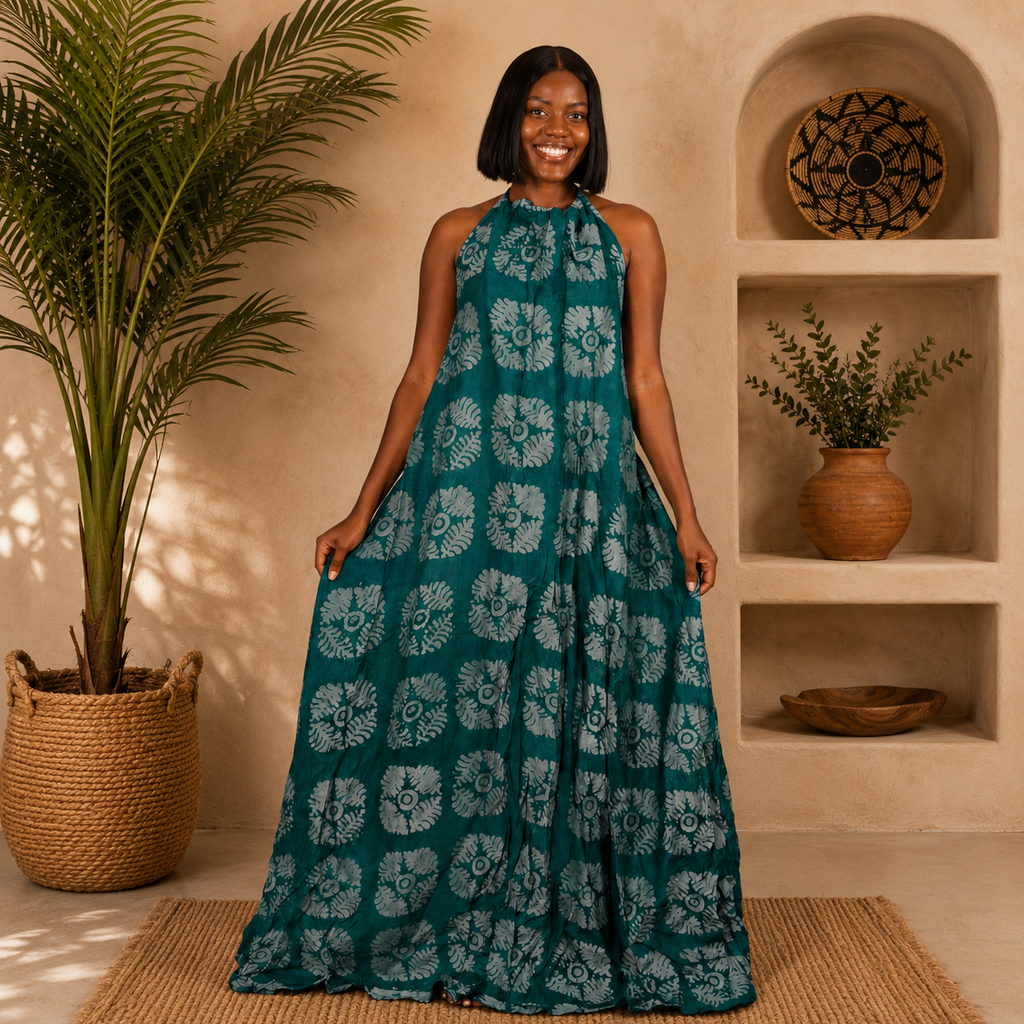 Backless African Print Dress