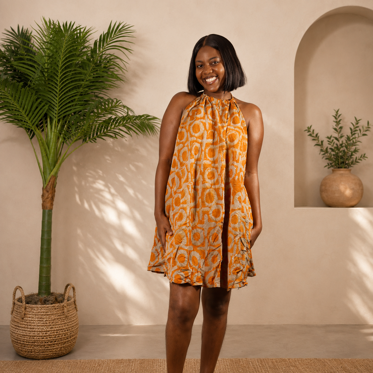 Backless African Print Dress