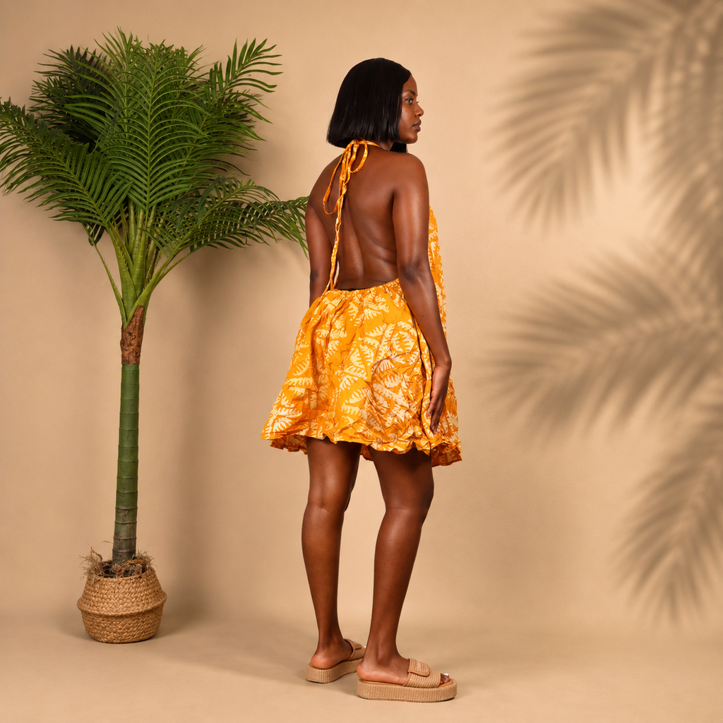 Backless African Print Dress