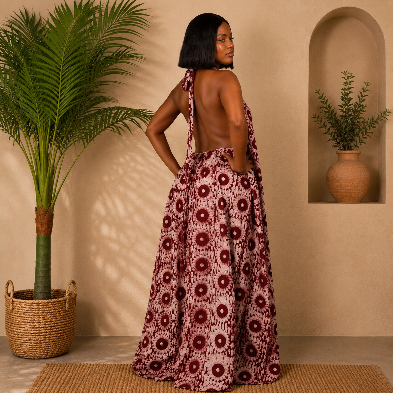 Backless African Print Dress