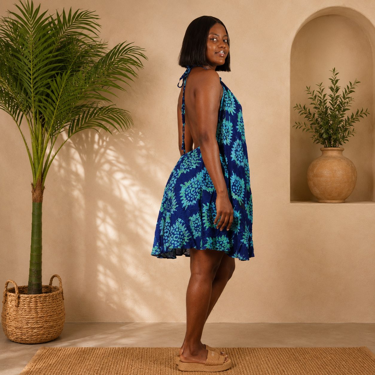 Backless African Print Dress